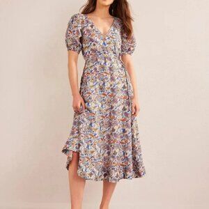 NWT BODEN Floral Paisley Cotton Tie Belt Dress 6 Tall 6L